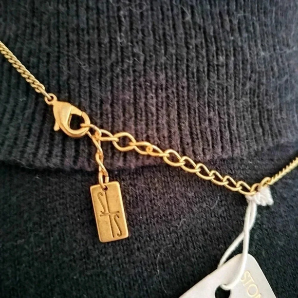 Stone+Stick Choker Style 16" Gold Tone Wood Bead Necklace NWT - Picture 2 of 5